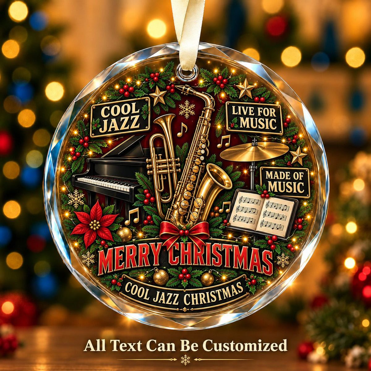 Cool Jazz Personalized Glass Ornament | 5To9Vibe