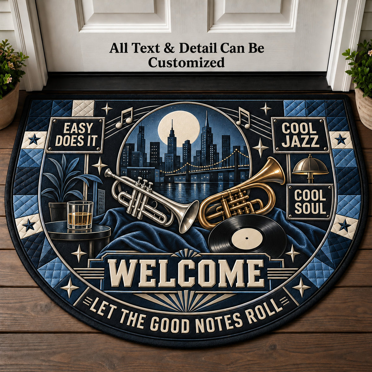 Cool Jazz Personalized Half Round Mat | 5To9Vibe