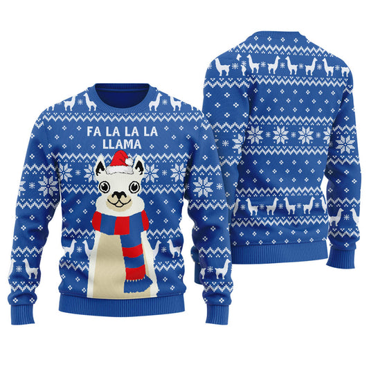 Cool Llama Ugly Xmas Sweater Women Royal - Funny Ugly Christmas Sweater