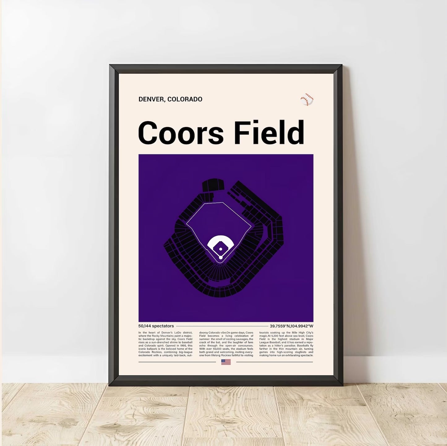 Baseball Stadium Seating Diagram - Vertical Poster - 5to9vibe
