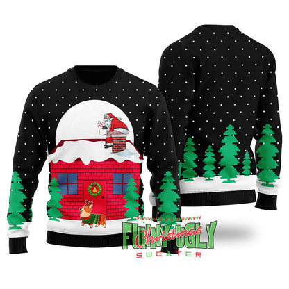 Corgi Christmas Sweater Black