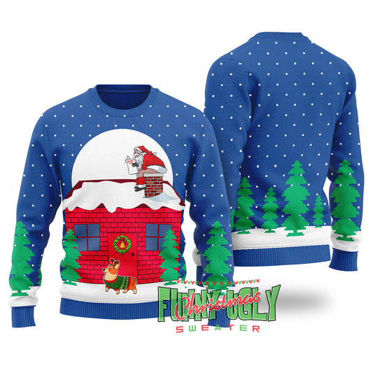 Corgi Christmas Sweater Royal