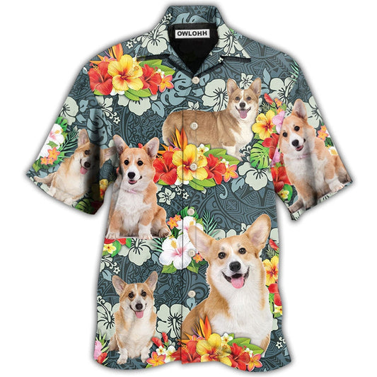 Hawaiian Shirt / Adults / S Corgi Tropical Floral - Hawaiian Shirt 