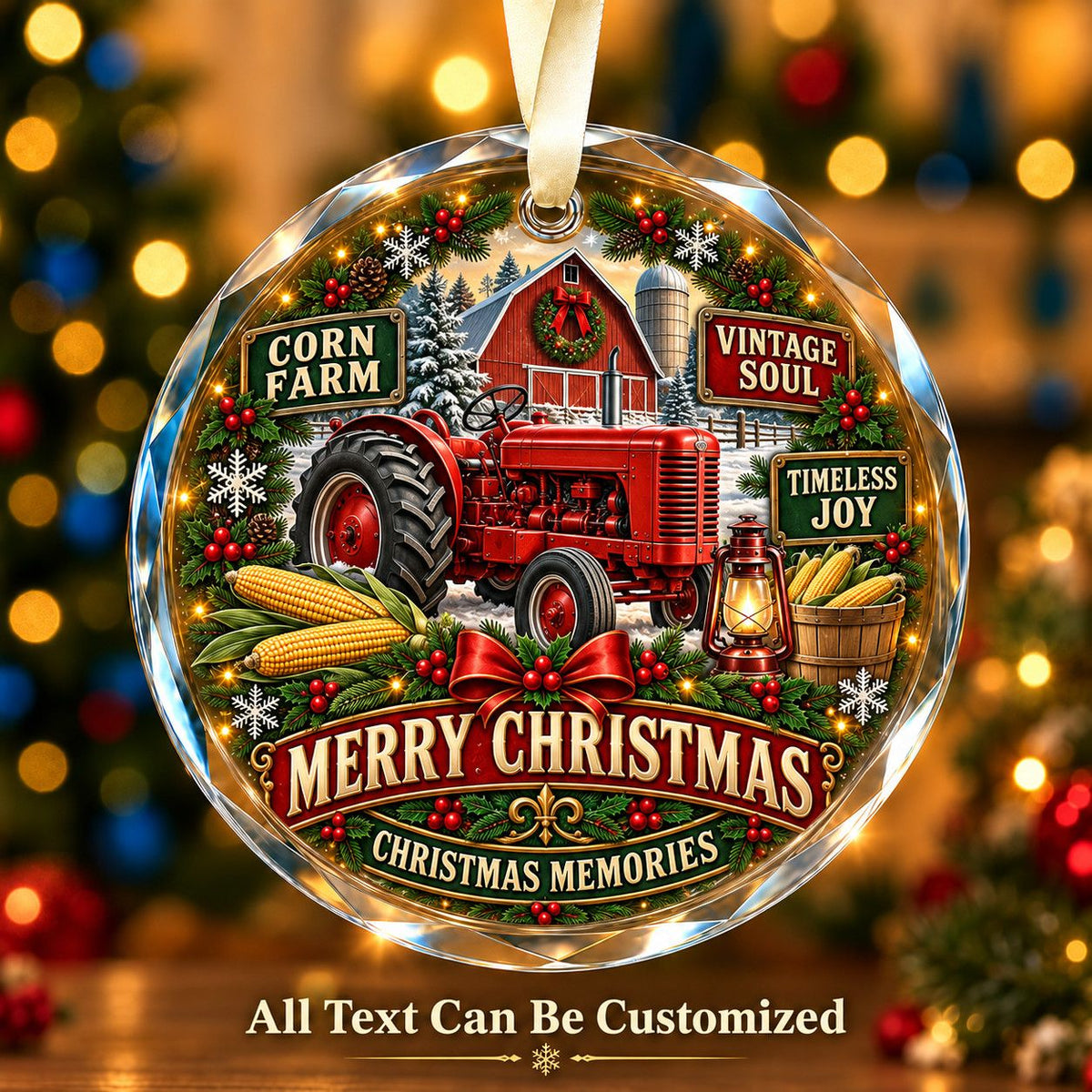 Corn Farm Personalized Glass Ornament | 5To9Vibe