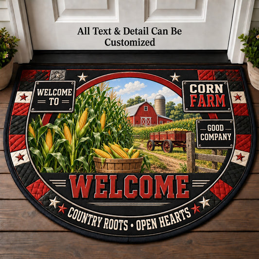 Corn Farm Personalized Half Round Mat | 5To9Vibe