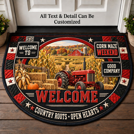 Corn Maze Weekend Personalized Half Round Mat | 5To9Vibe