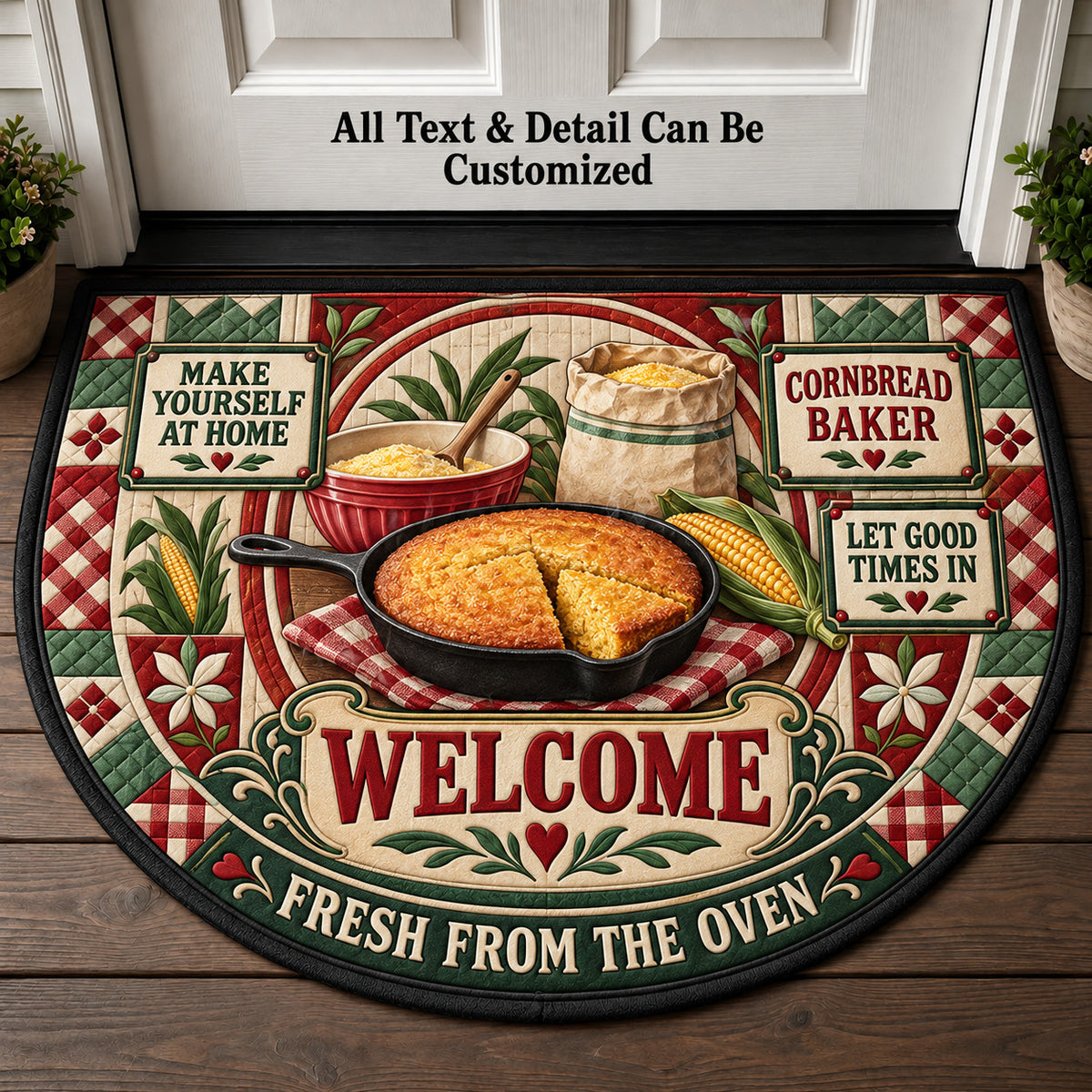 Cornbread Baker Personalized Half Round Mat | 5To9Vibe