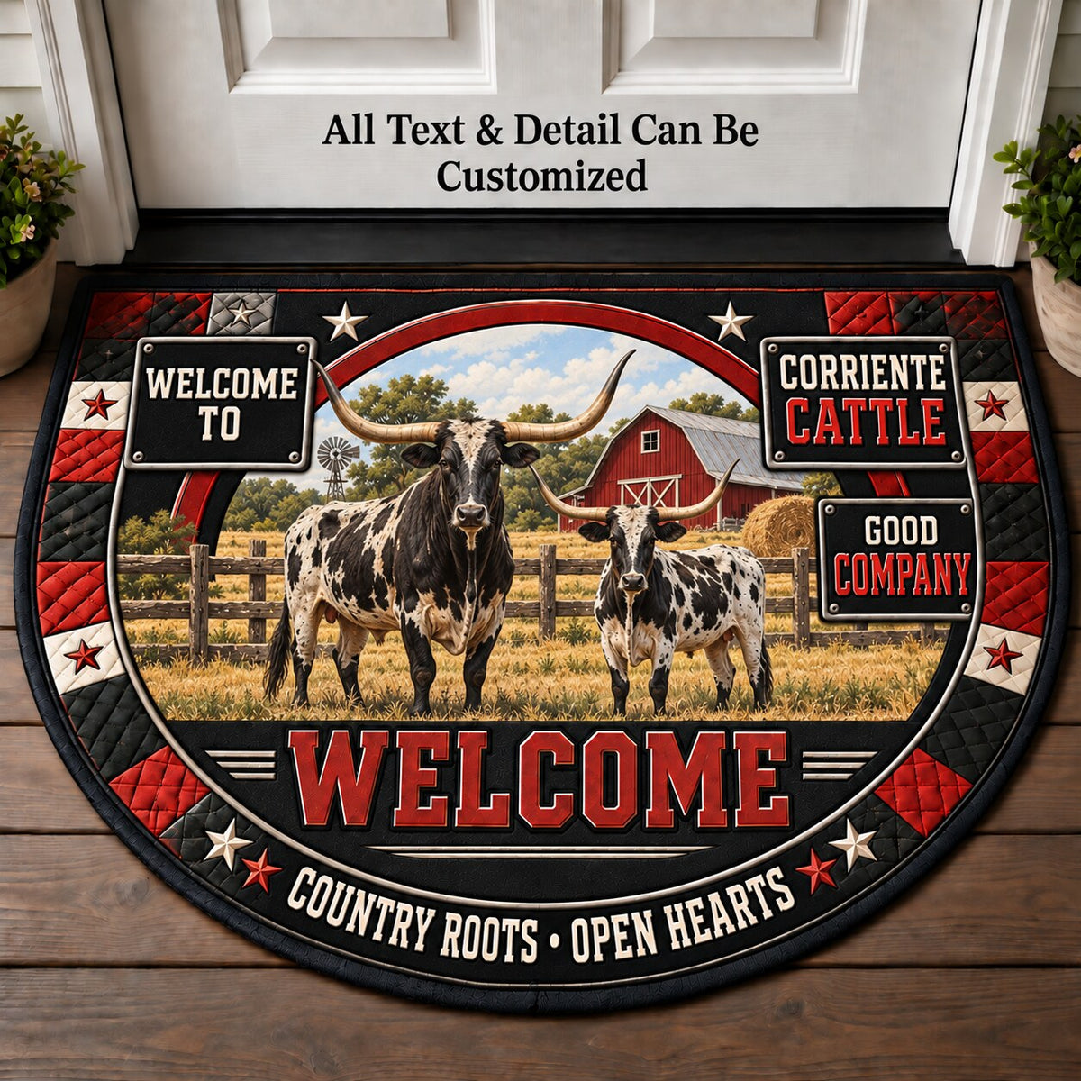 Corriente Cattle Personalized Half Round Mat | 5To9Vibe