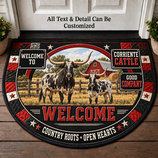Corriente Cattle Personalized Half Round Mat | 5To9Vibe