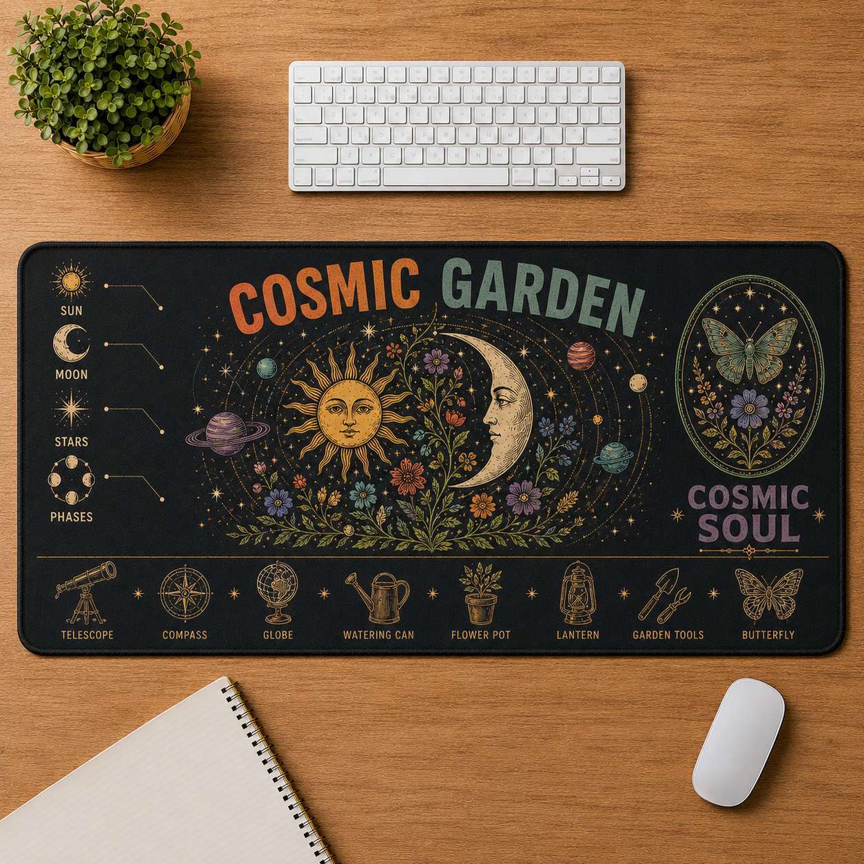 Cosmic Eye Hippie Desk Mat Mouse Pad | 5To9Vibe - Cosmic Garden style