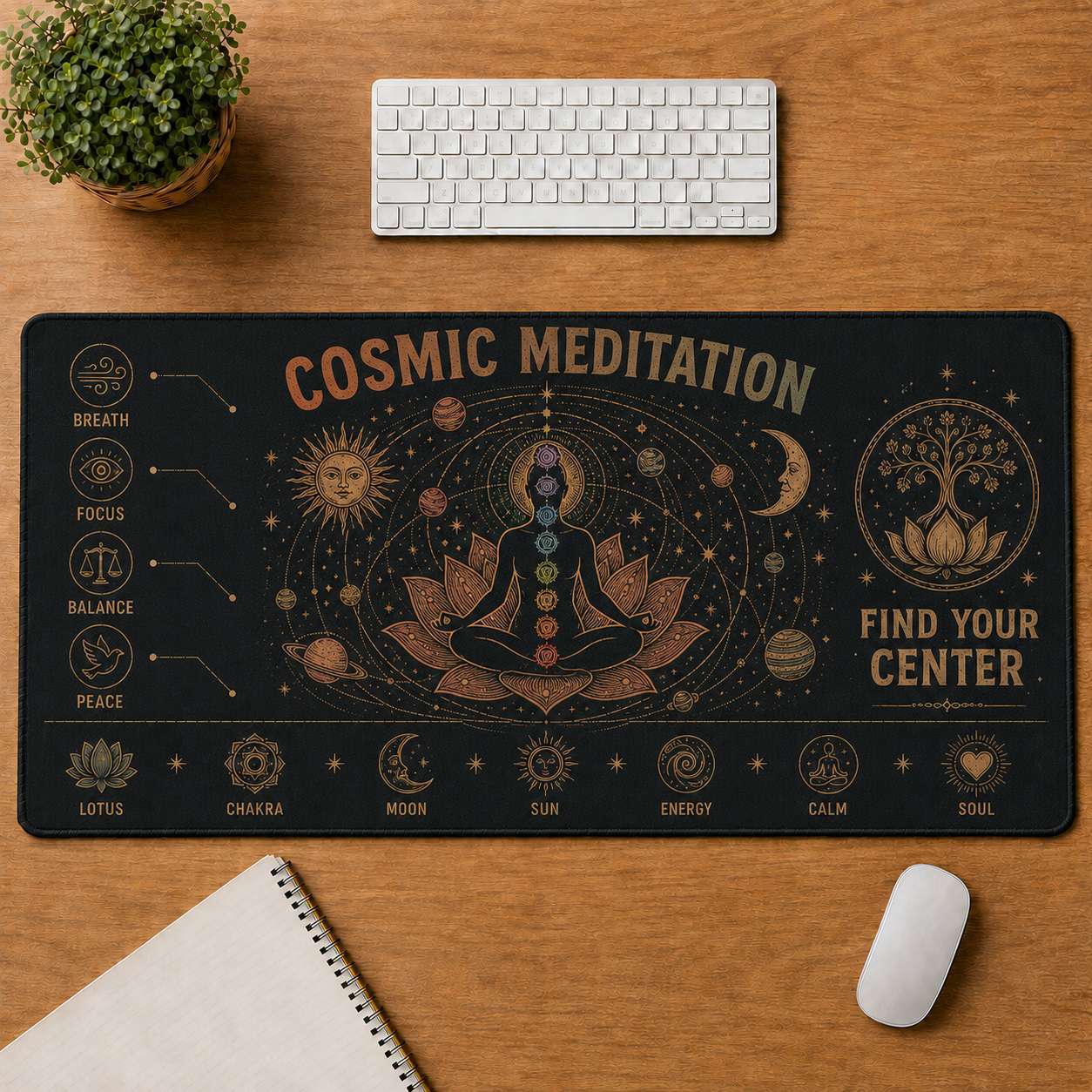 Mandala Hippie Desk Mat Mouse Pad | 5To9Vibe - Cosmic Meditation style