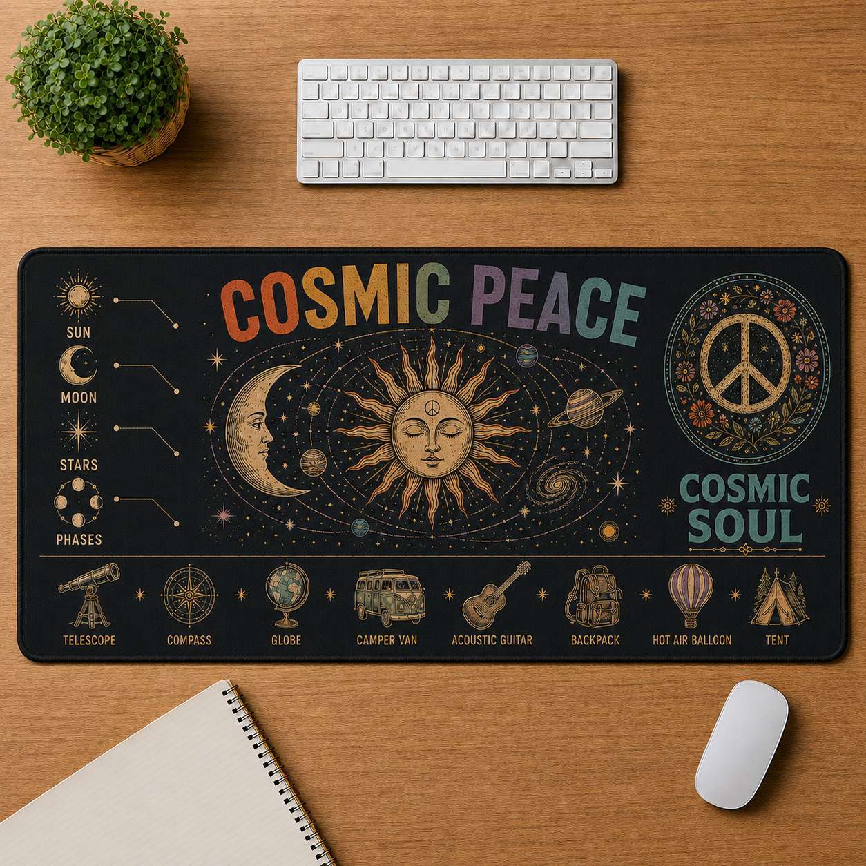 Cosmic Eye Hippie Desk Mat Mouse Pad | 5To9Vibe - Cosmic Peace style