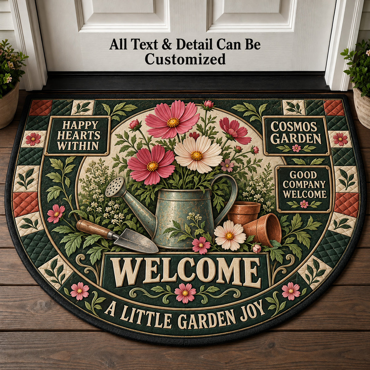 Cosmos Garden Personalized Half Round Mat | 5To9Vibe