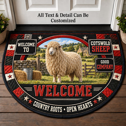 Cotswold Sheep Personalized Half Round Mat | 5To9Vibe
