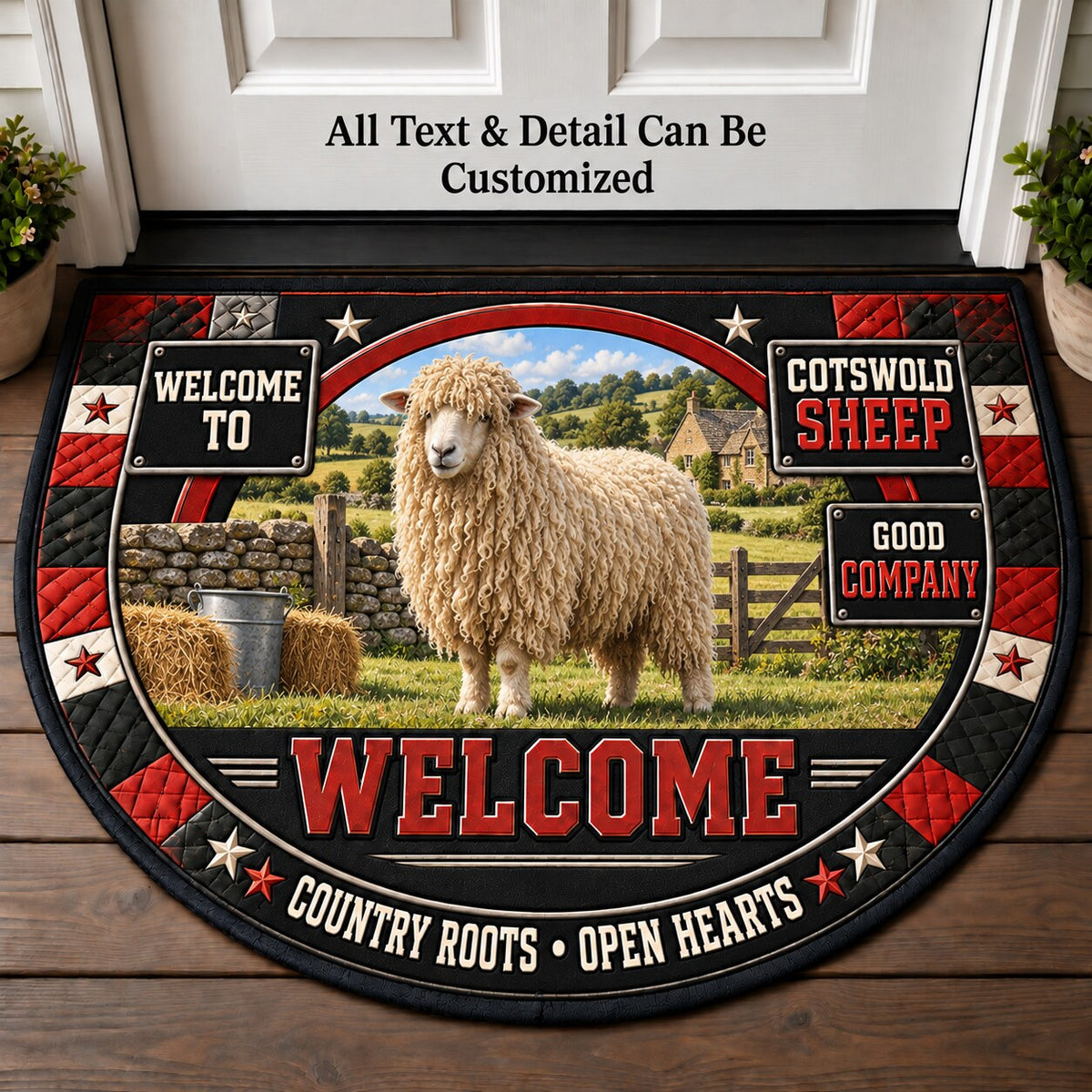 Cotswold Sheep Personalized Half Round Mat | 5To9Vibe