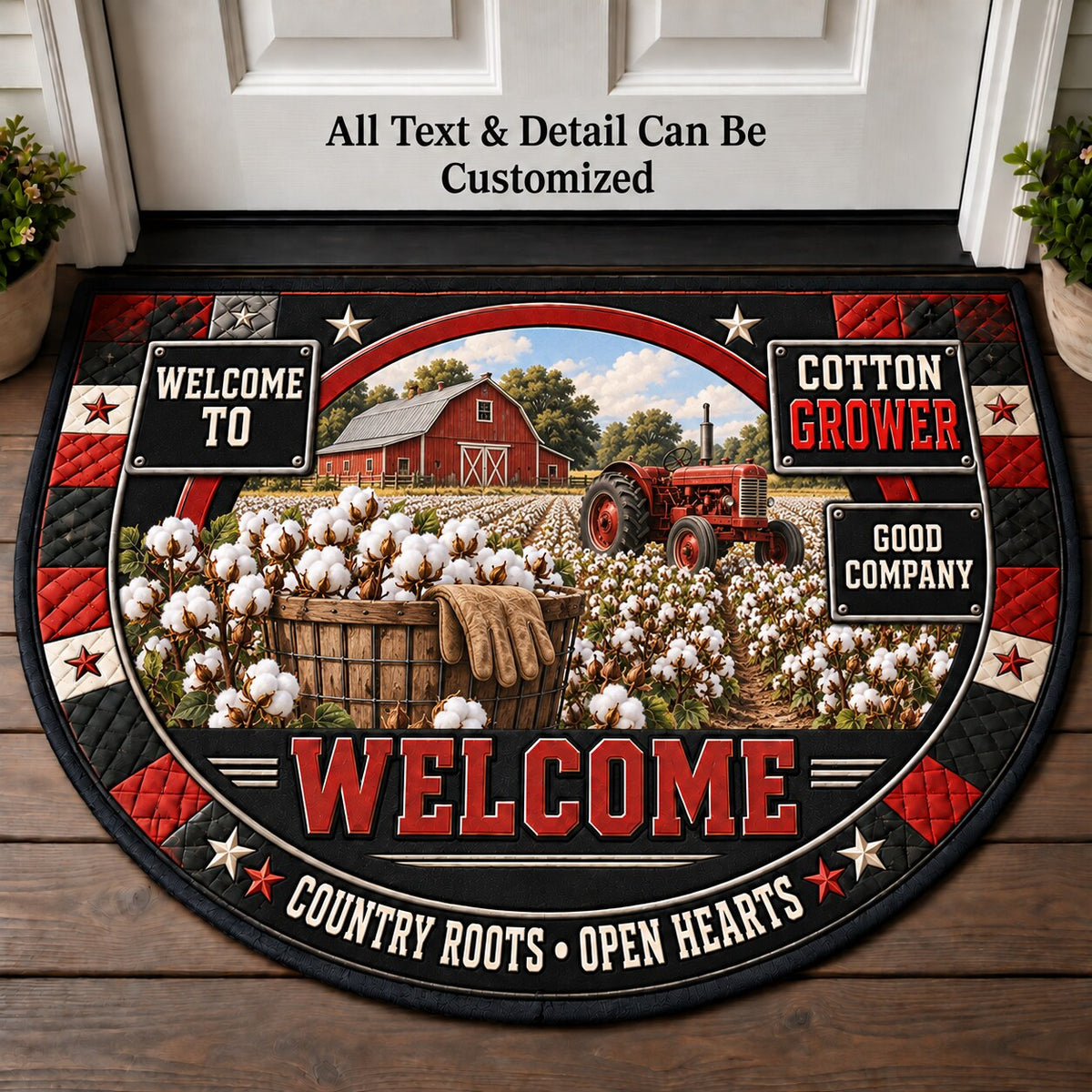 Cotton Grower Personalized Half Round Mat | 5To9Vibe