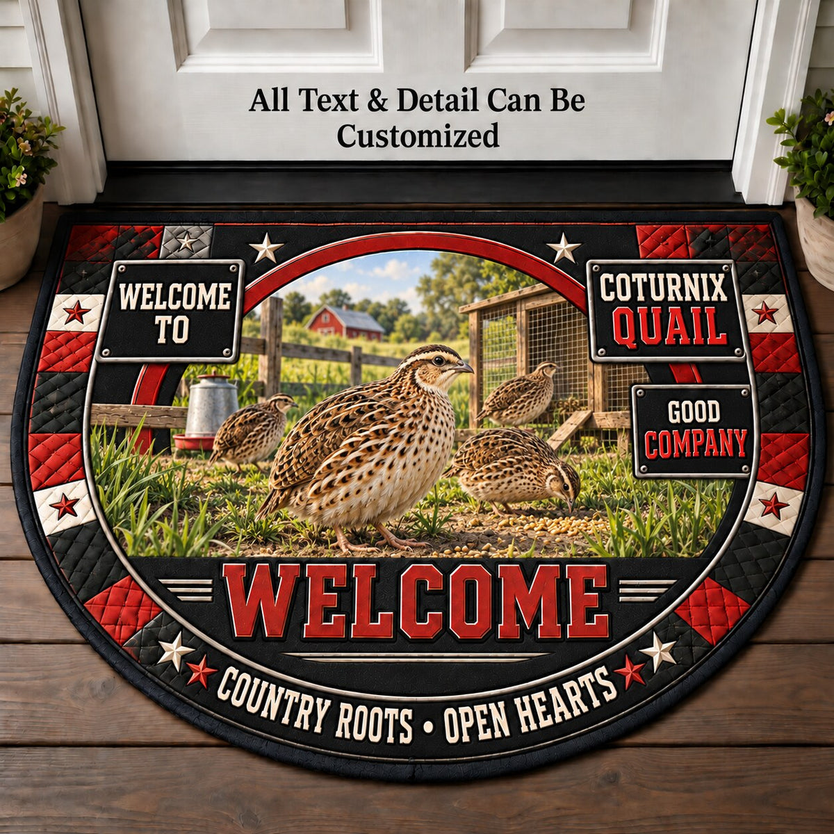 Coturnix Quail Personalized Half Round Mat | 5To9Vibe