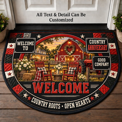 Country Anniversary Personalized Half Round Mat | 5To9Vibe