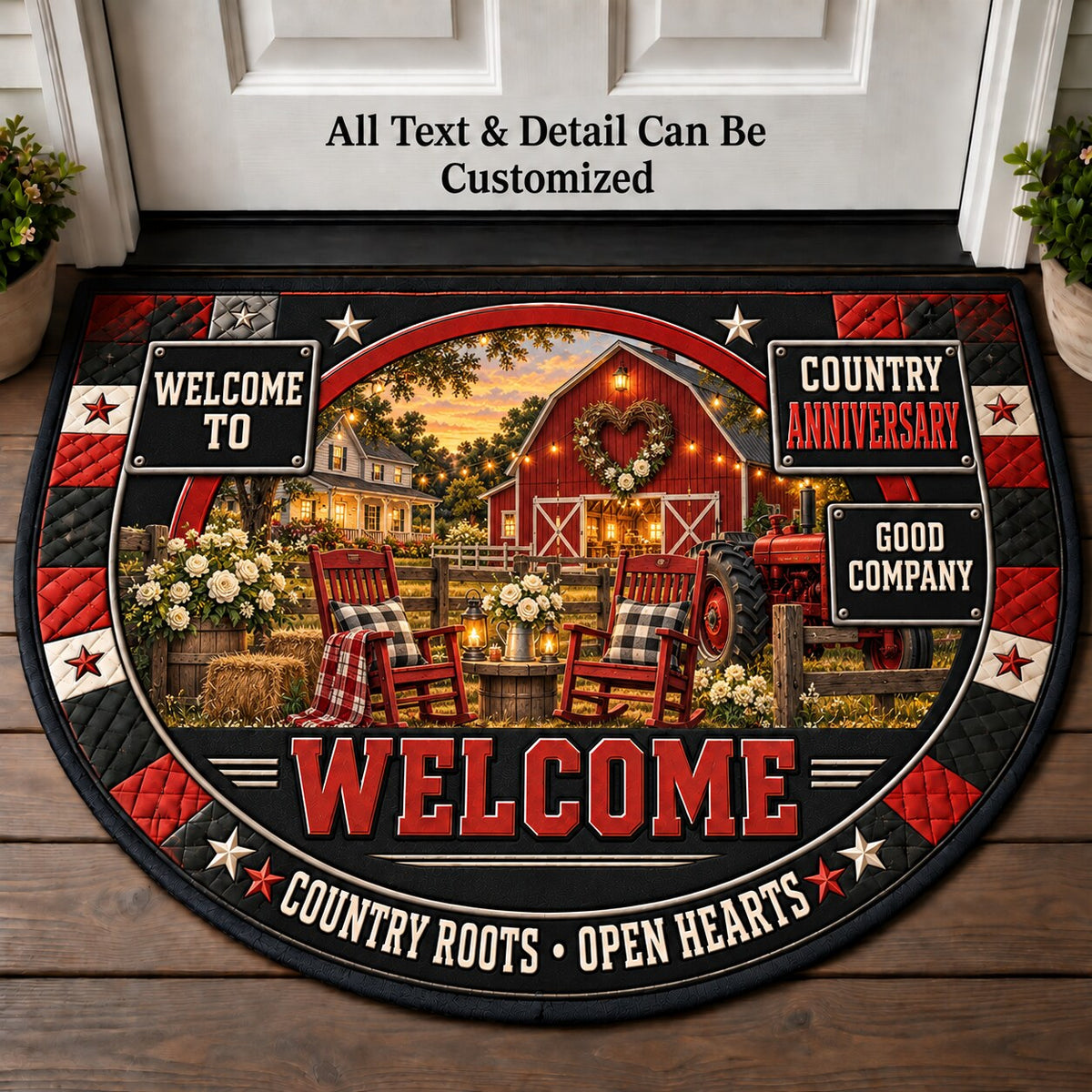 Country Anniversary Personalized Half Round Mat | 5To9Vibe