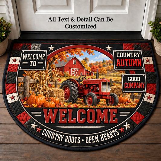 Country Autumn Personalized Half Round Mat | 5To9Vibe