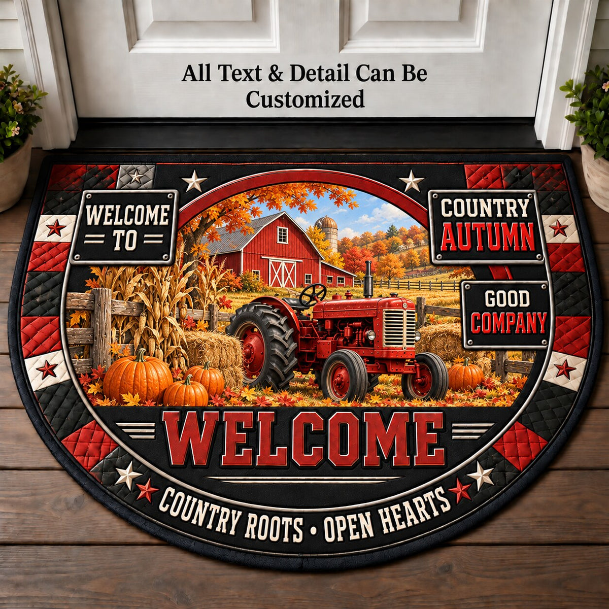 Country Autumn Personalized Half Round Mat | 5To9Vibe