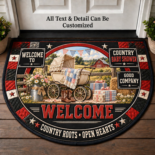 Country Baby Shower Personalized Half Round Mat | 5To9Vibe