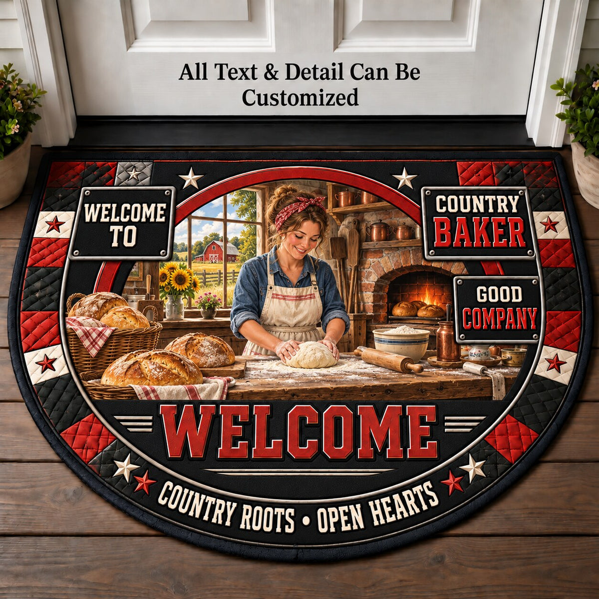 Country Baker Personalized Half Round Mat | 5To9Vibe