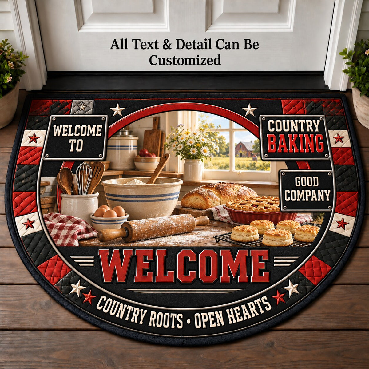 Country Baking Personalized Half Round Mat | 5To9Vibe