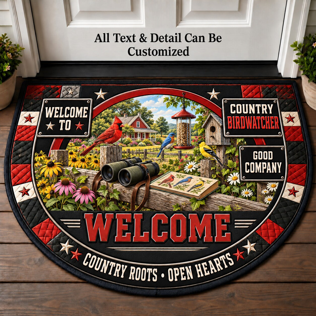 Country Birdwatcher Personalized Half Round Mat | 5To9Vibe