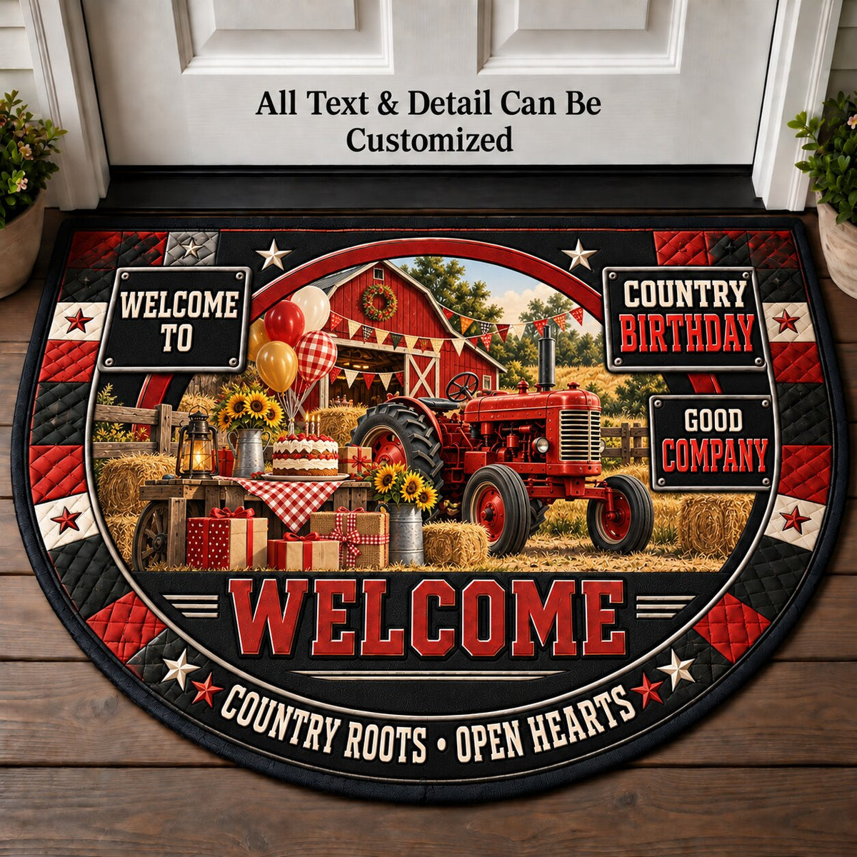 Country Birthday Personalized Half Round Mat | 5To9Vibe
