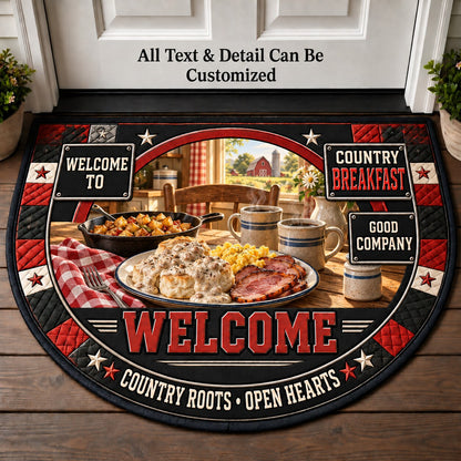 Country Breakfast Personalized Half Round Mat | 5To9Vibe