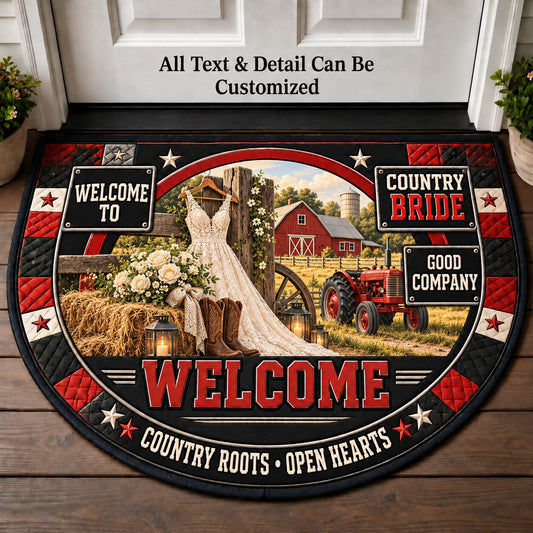 Country Bride Personalized Half Round Mat | 5To9Vibe