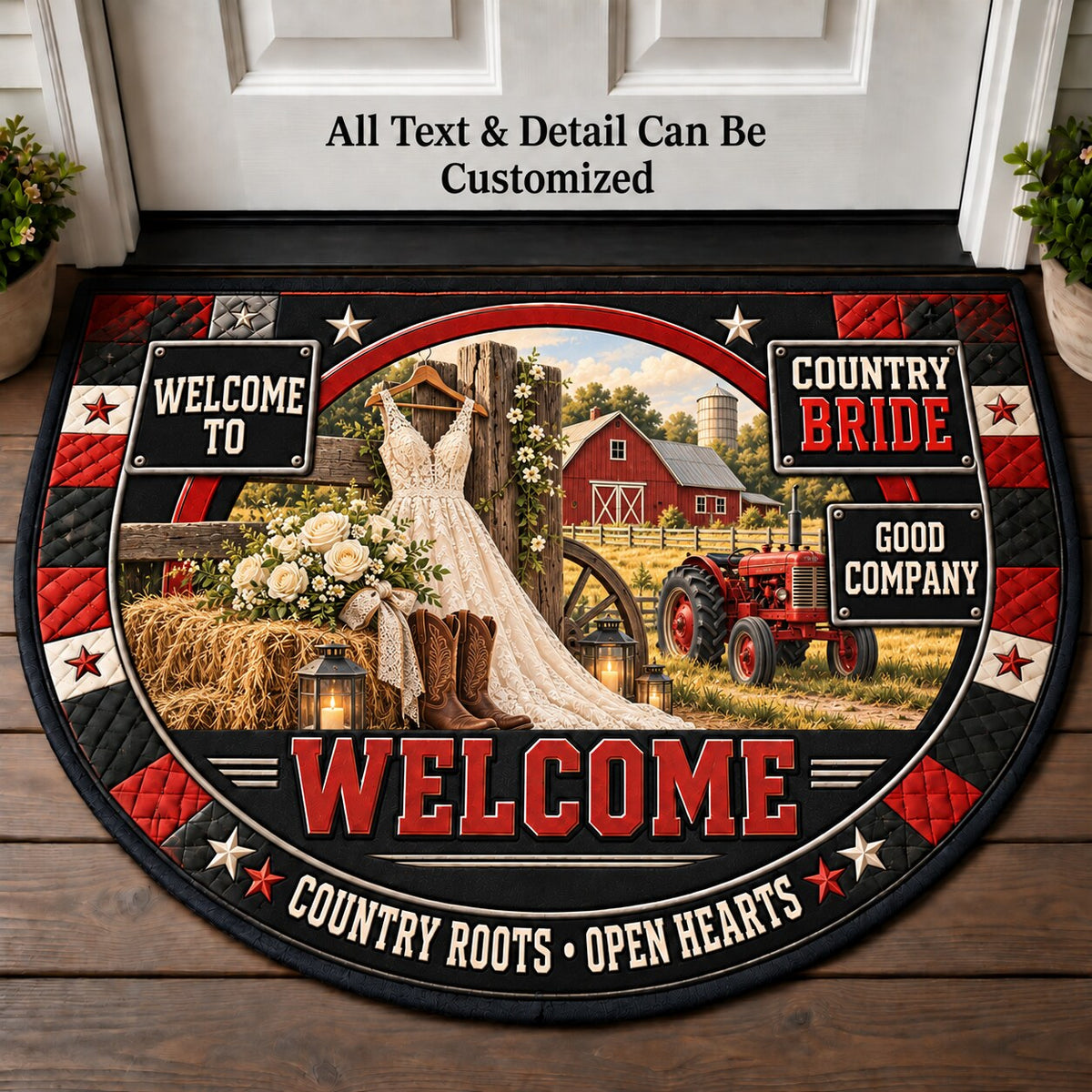 Country Bride Personalized Half Round Mat | 5To9Vibe