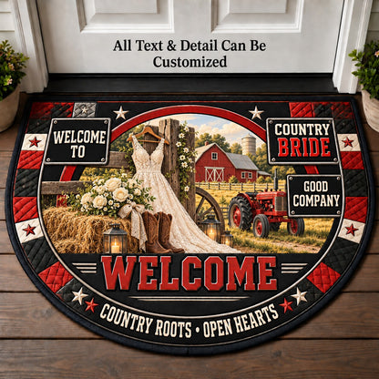 Country Bride Personalized Half Round Mat | 5To9Vibe