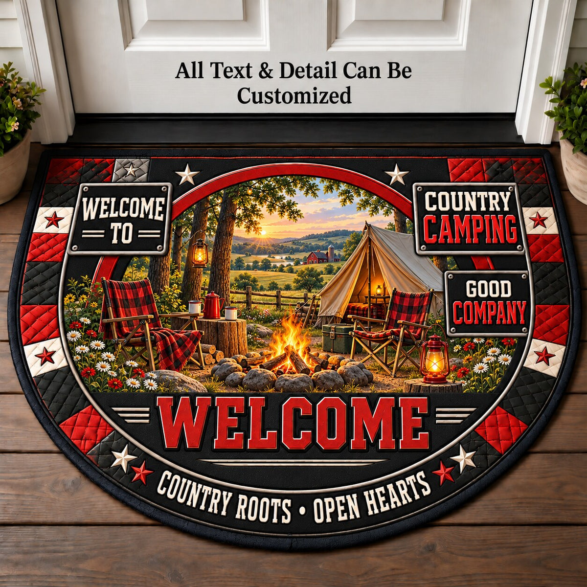 Country Camping Personalized Half Round Mat | 5To9Vibe