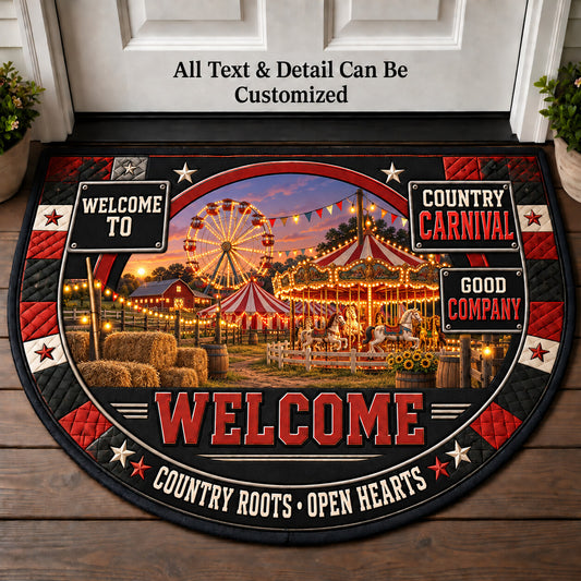 Country Carnival Personalized Half Round Mat | 5To9Vibe
