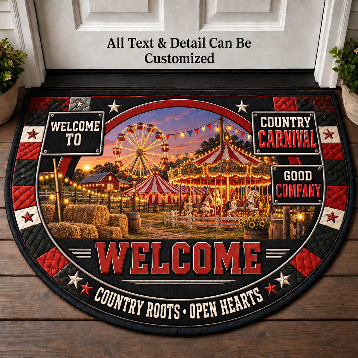 Country Carnival Personalized Half Round Mat | 5To9Vibe
