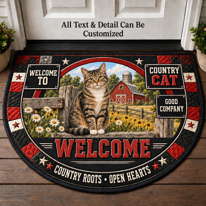 Country Cat Personalized Half Round Mat | 5To9Vibe