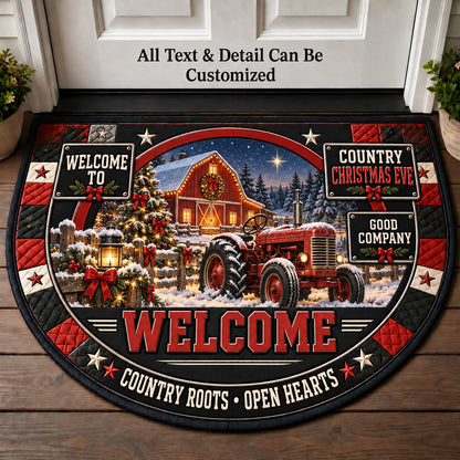 Country Christmas Eve Personalized Half Round Mat | 5To9Vibe