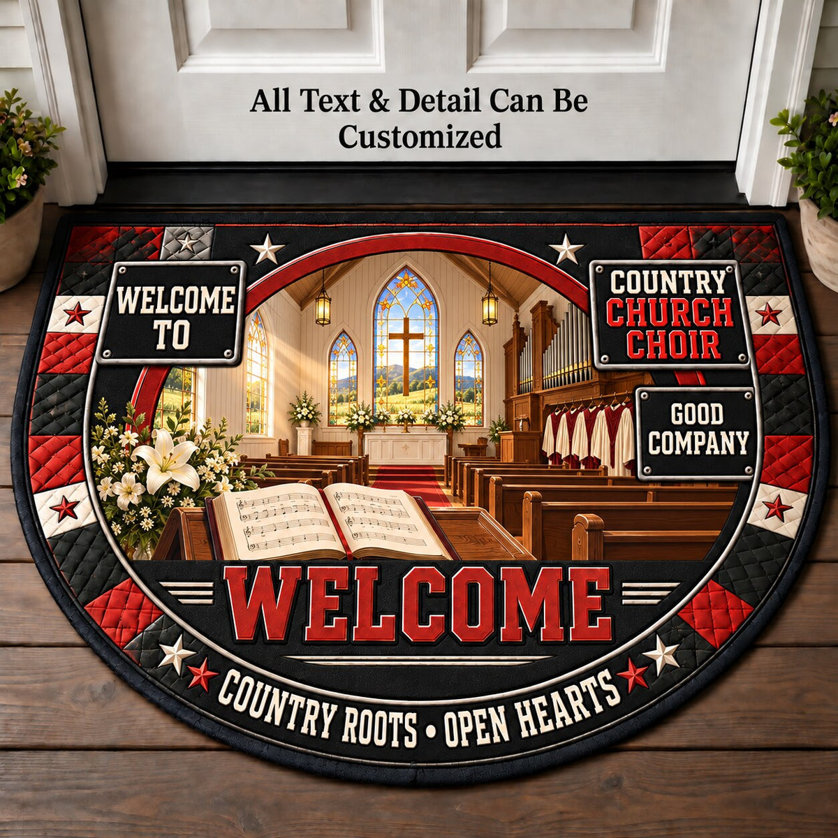Country Church Choir Personalized Half Round Mat | 5To9Vibe