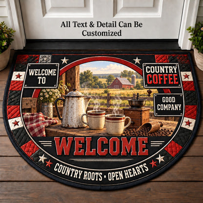 Country Coffee Personalized Half Round Mat | 5To9Vibe