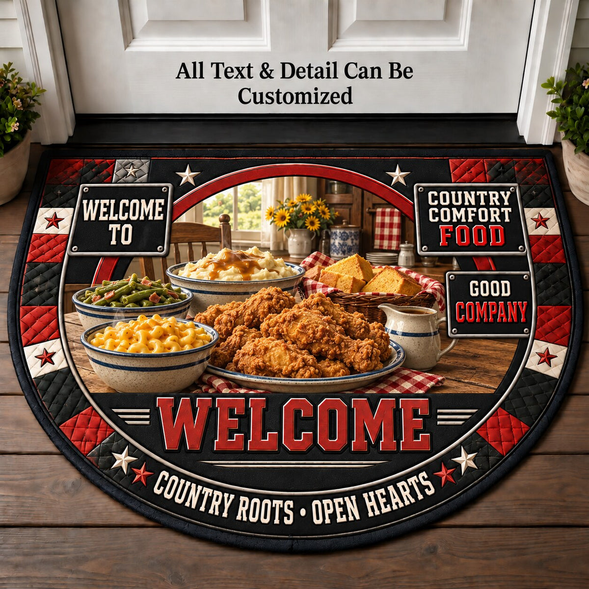 Country Comfort Food Personalized Half Round Mat | 5To9Vibe