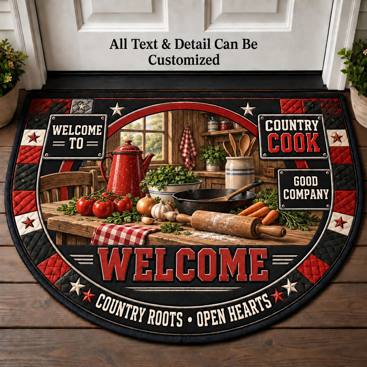 Country Cook Personalized Half Round Mat | 5To9Vibe