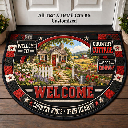 Country Cottage Personalized Half Round Mat | 5To9Vibe