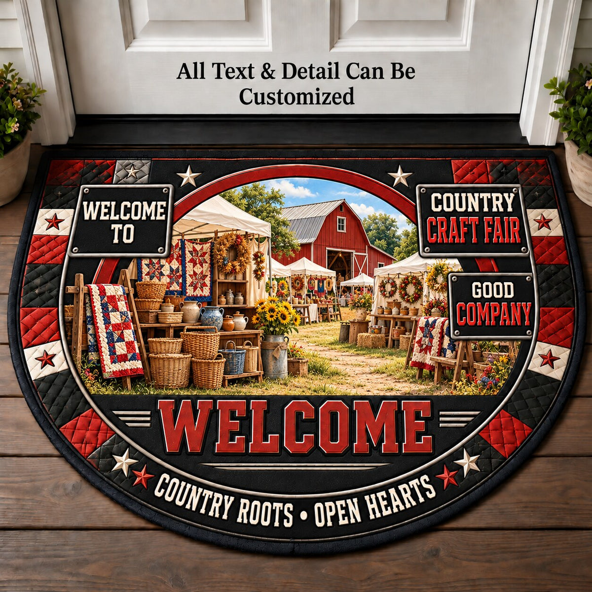 Country Craft Fair Personalized Half Round Mat | 5To9Vibe