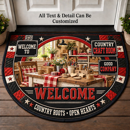Country Craft Room Personalized Half Round Mat | 5To9Vibe
