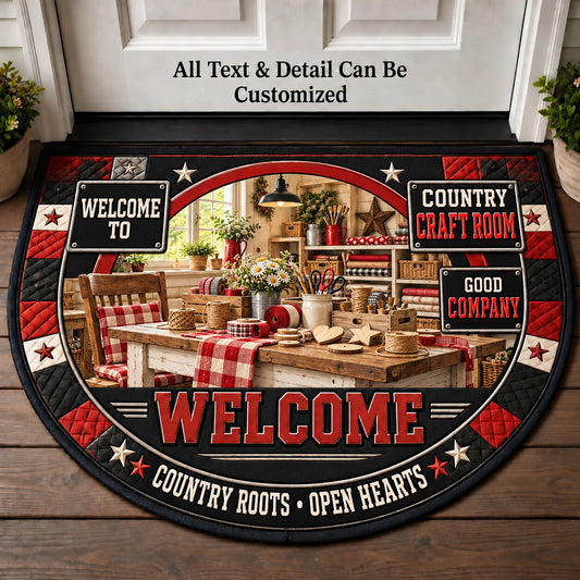 Country Craft Room Personalized Half Round Mat | 5To9Vibe