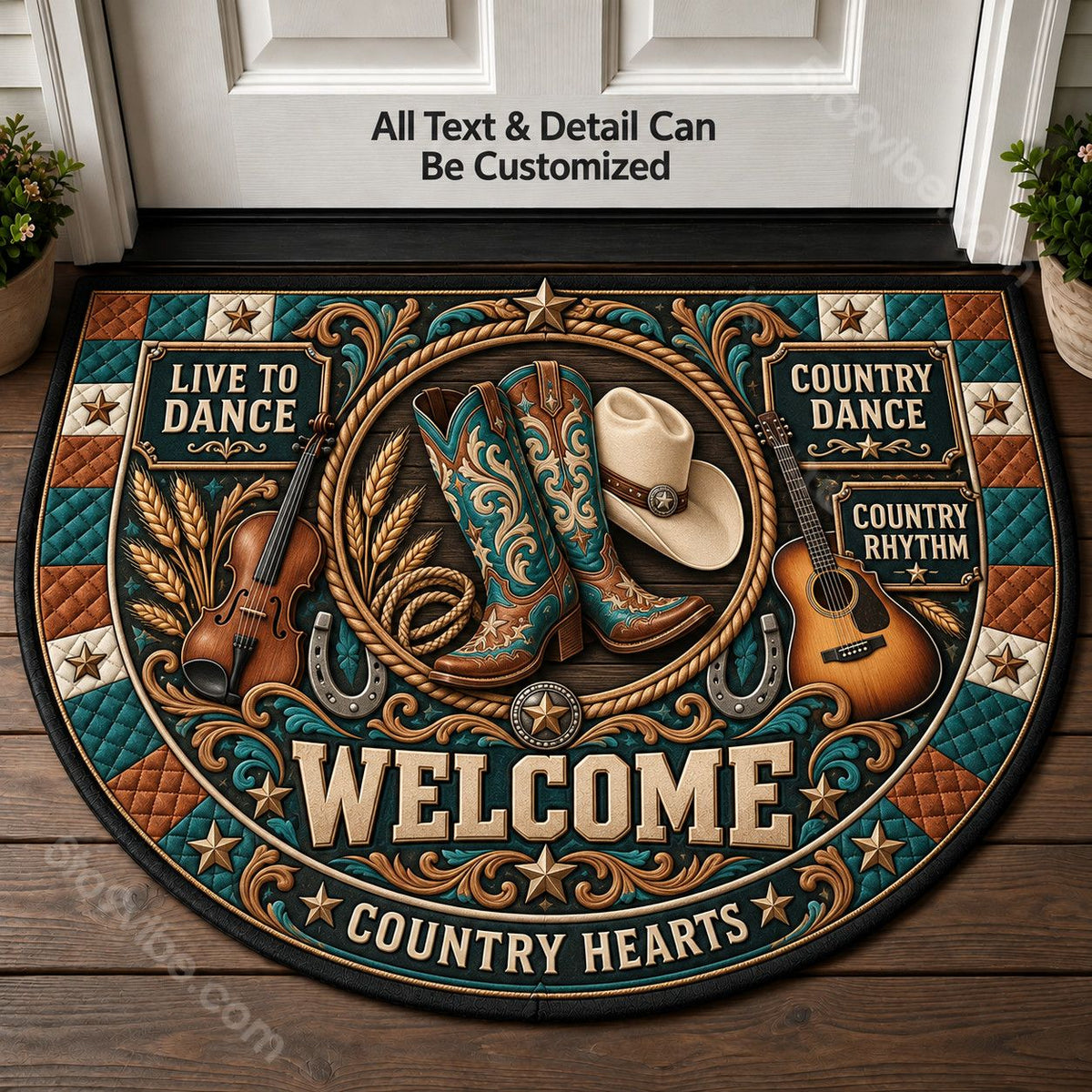 Country Dance Personalized Half Round Mat | 5To9Vibe