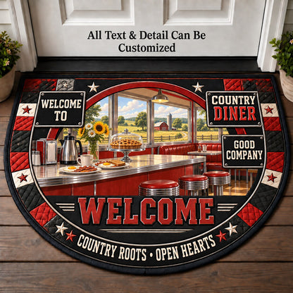 Country Diner Personalized Half Round Mat | 5To9Vibe