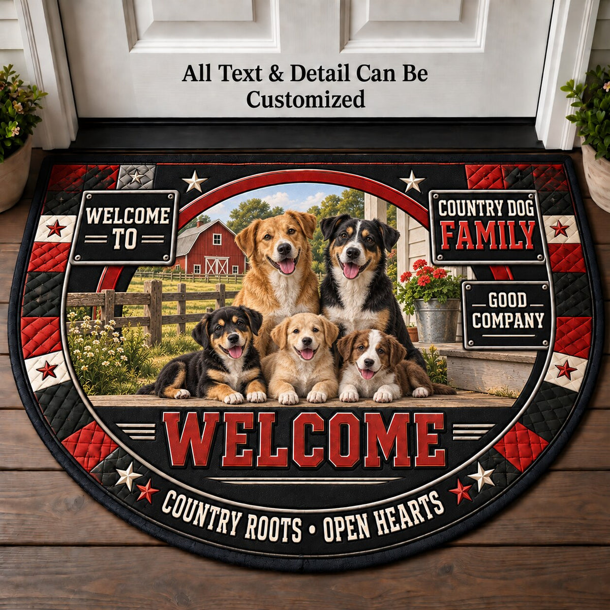 Country Dog Family Personalized Half Round Mat | 5To9Vibe